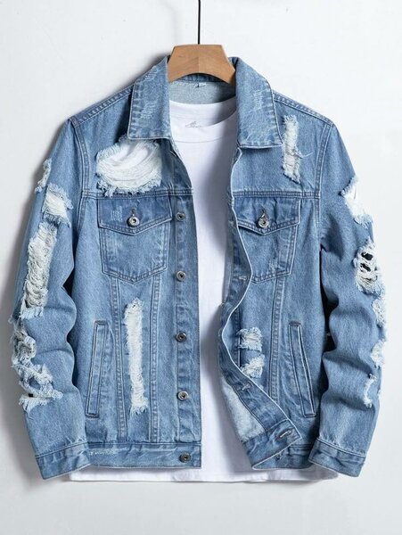Veste en jean déchirée homme
