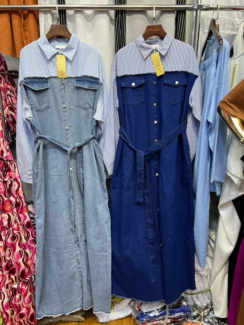 Robe chemise en jean chic