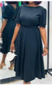 Robe légère pour femme, manches jusqu'au coude, noire
