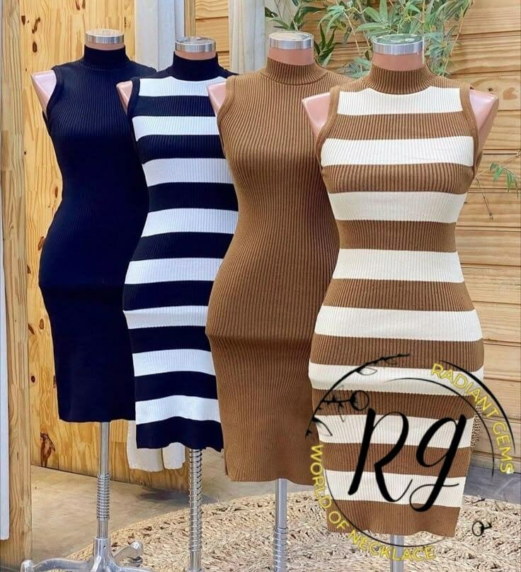 Robe Pull Rayée Sans Manches