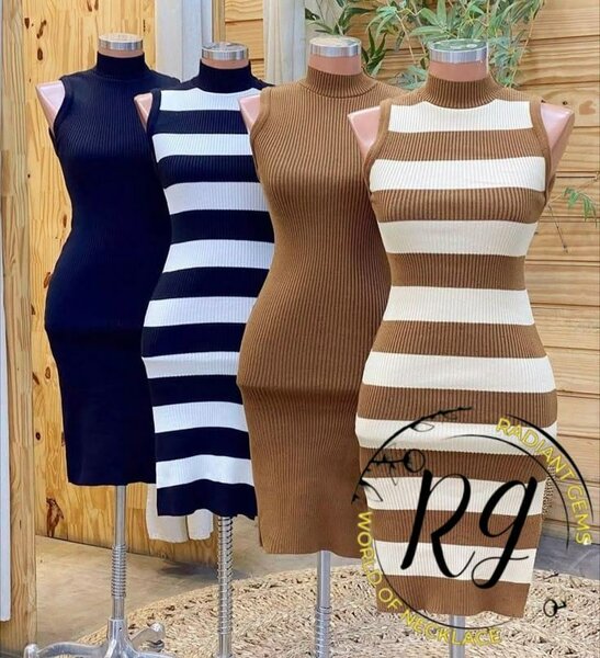 Robe Pull Rayée Sans Manches