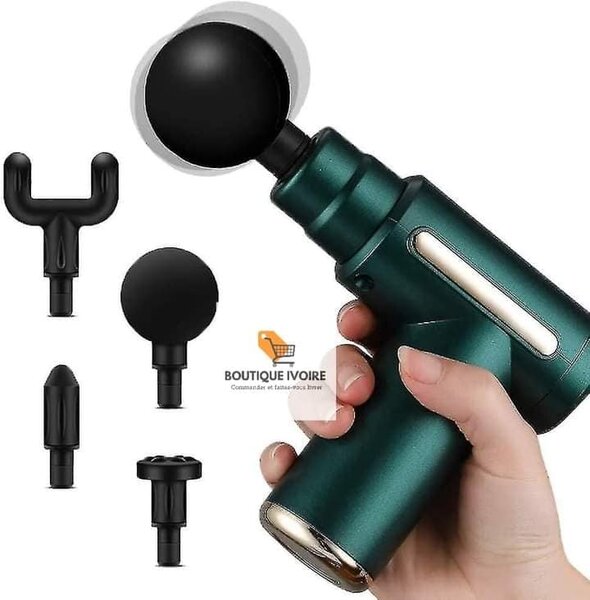 Pistolet de massage professionnel Le pistolet de massage à vibration avec 4 têtes.