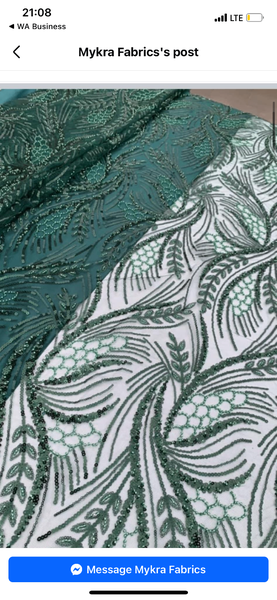 Green Beaded lace