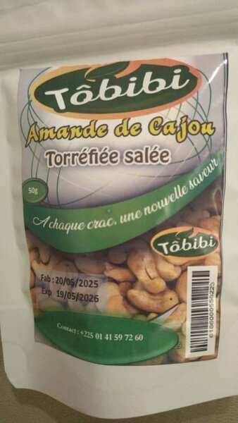 Amandes de Cajou Torréfiées Salées Tôbibi 50g