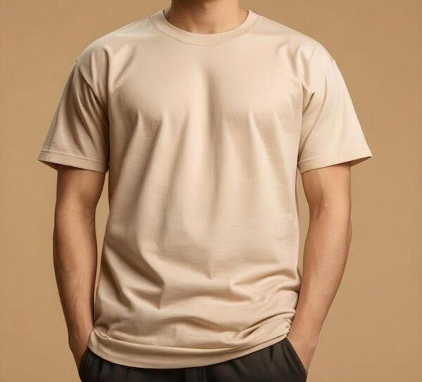 T-shirt beige homme décontracté