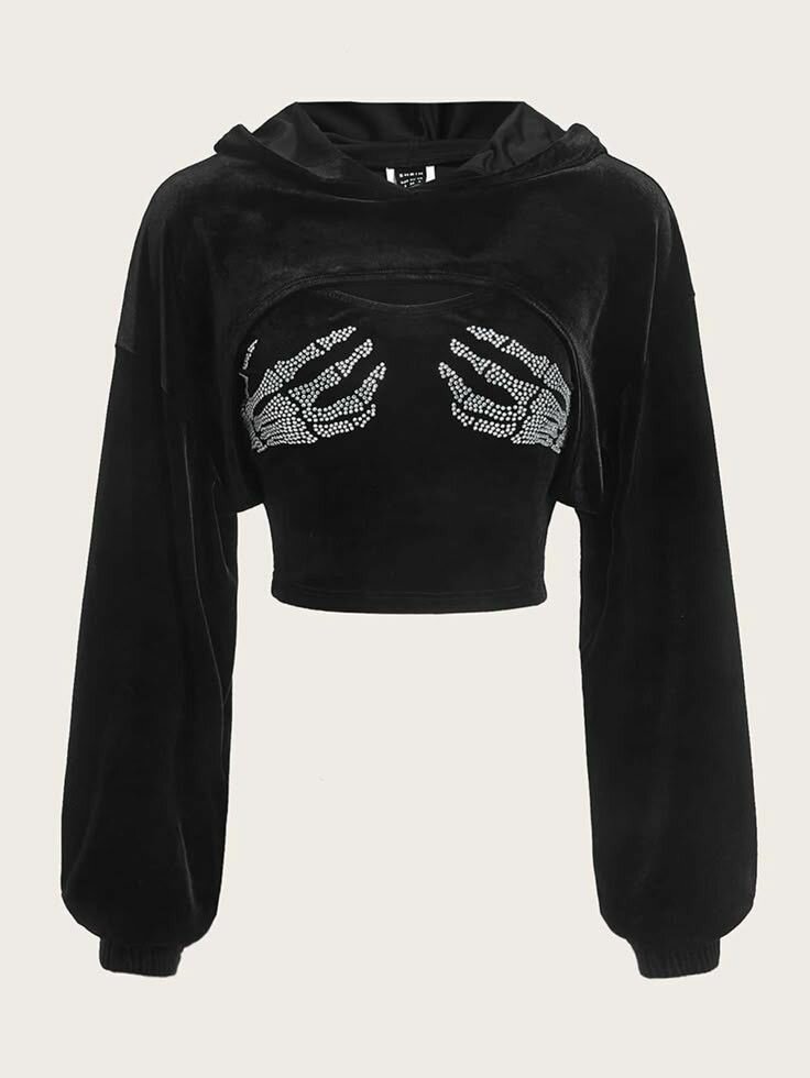 Crop top 2pcs hoodie