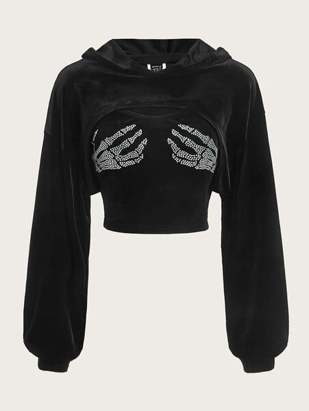 Crop top 2pcs hoodie