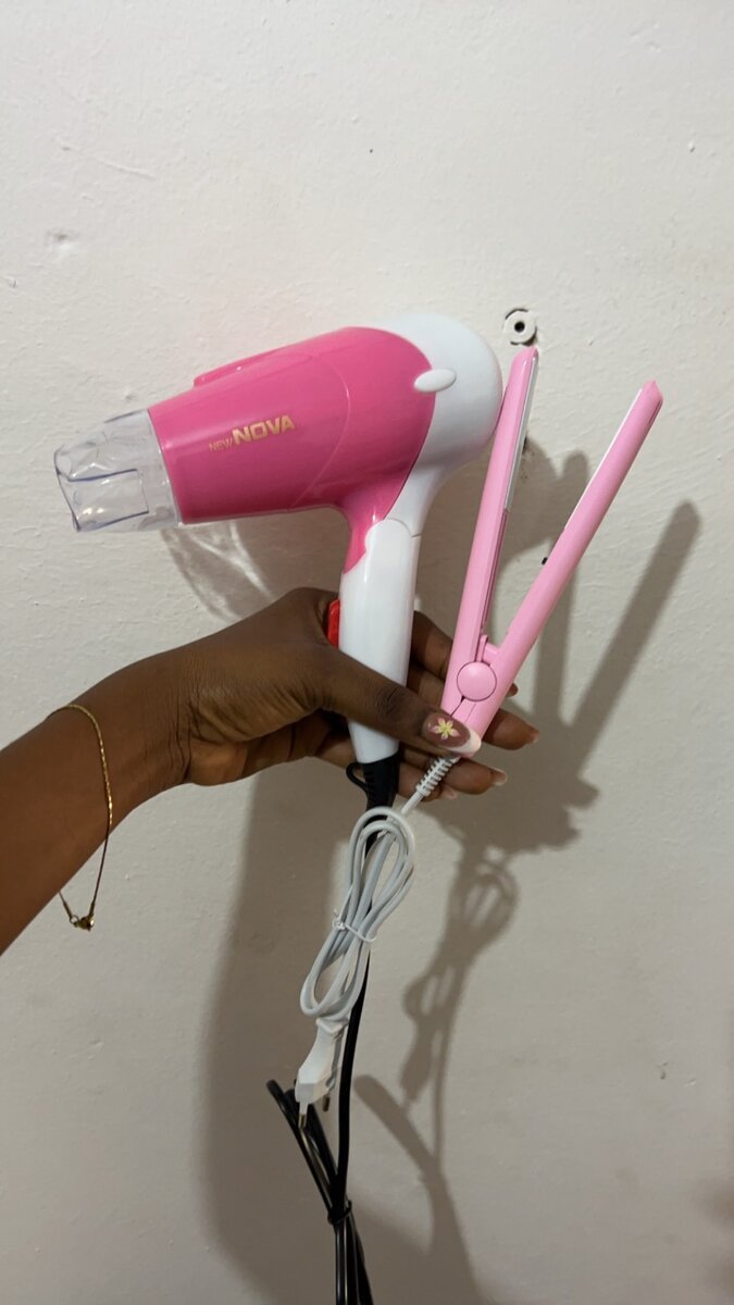 Medium hair dryer and mini straightener