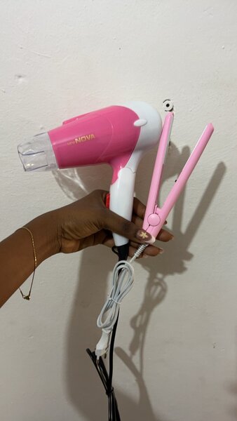 Medium hair dryer and mini straightener