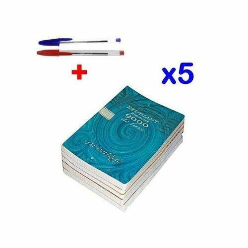 Lot de 5 cahiers 300p+ stylos