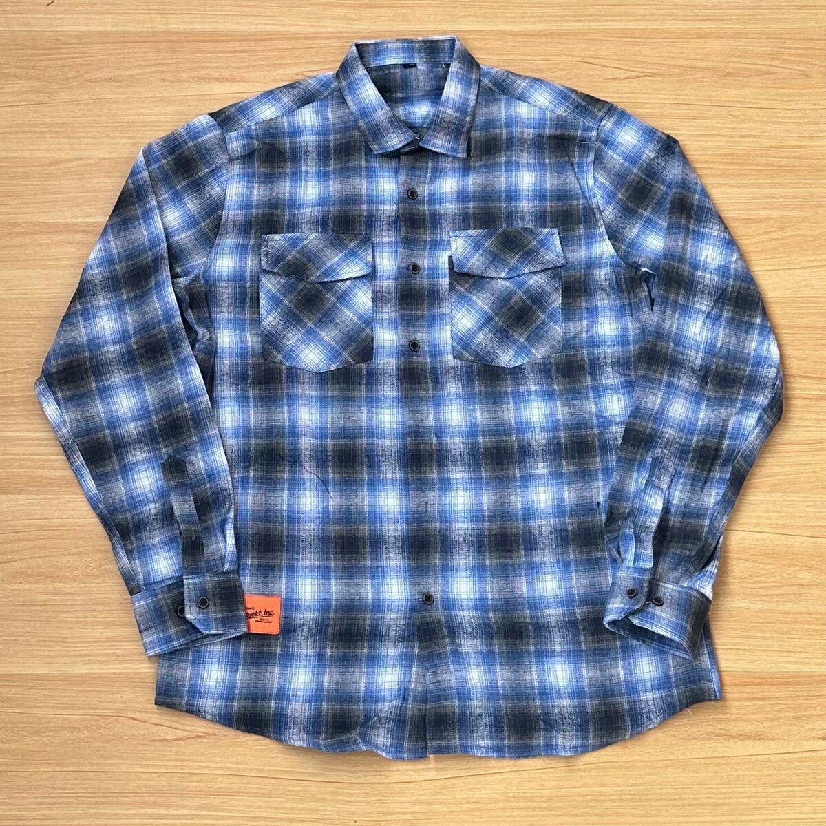 Off White Plaid Check-Pattern Flannel Overshirt