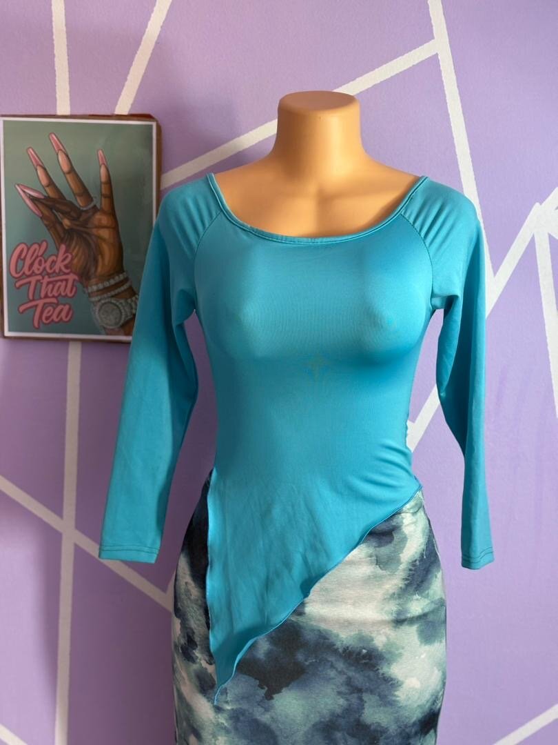 Body asymétrique bleu femme