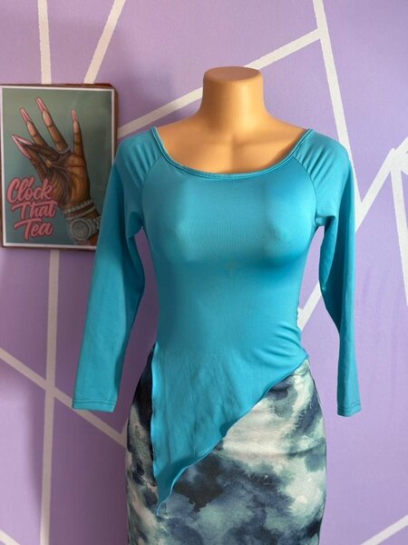 Body asymétrique bleu femme