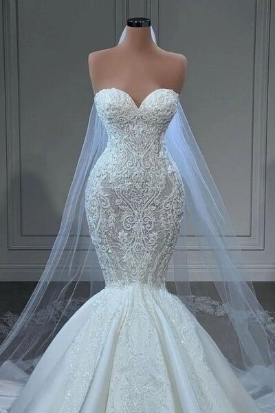 Elegant Strapless Sleeveless Mermaid Satin Floor