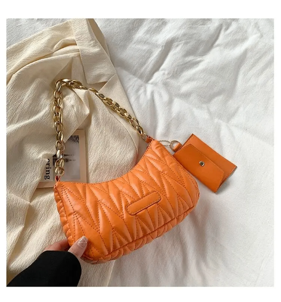 Sac à main matelassé orange
