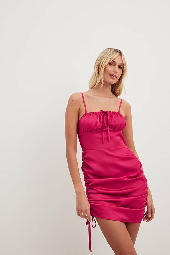 Pink Satin Mini Dress