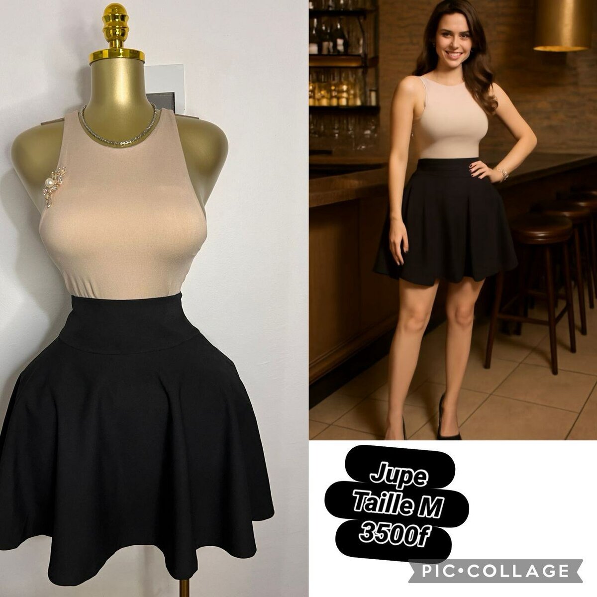 Jupe évasée élégante noire