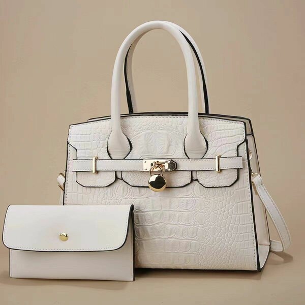 Elegant Croc-Embossed Handbag Set