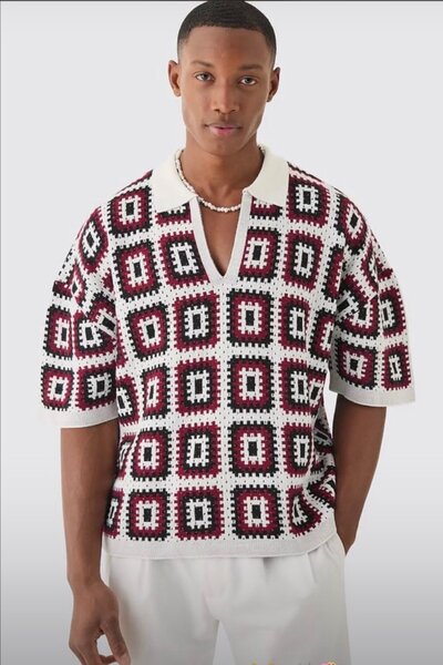 Pull en crochet rétro pour hommes