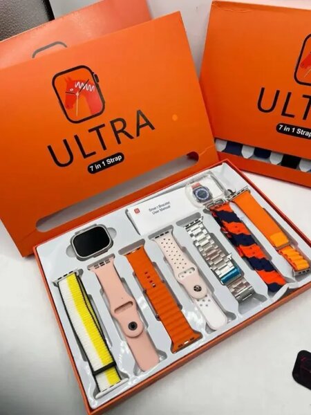 Luxury Ultra 7 In 1 Straps Smartwatch - Gold