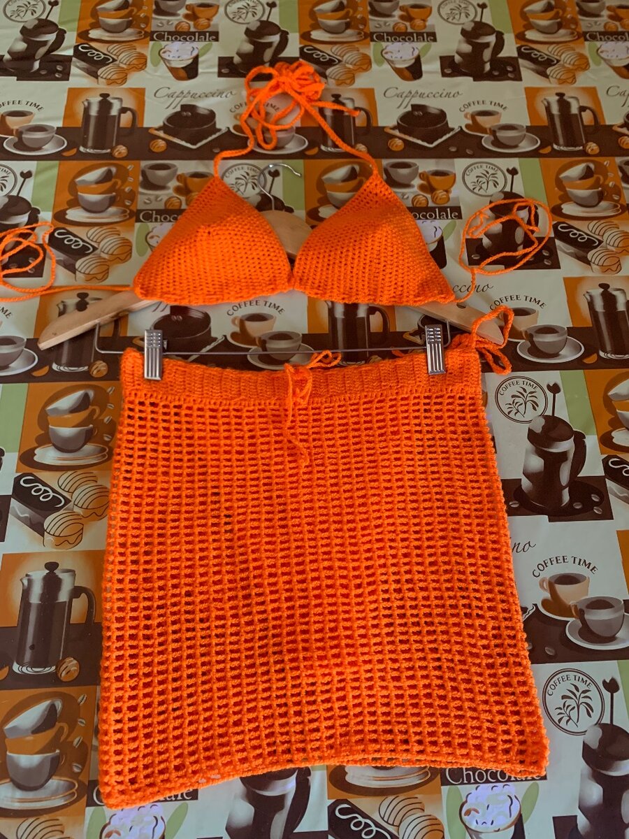 Bikini crochet femme orange