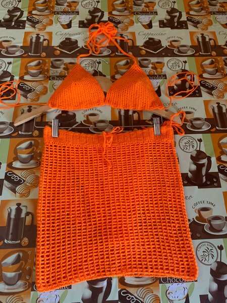 Bikini crochet femme orange