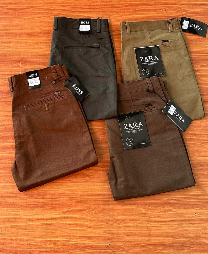 Original smooth textured heavy mens khaki trousers