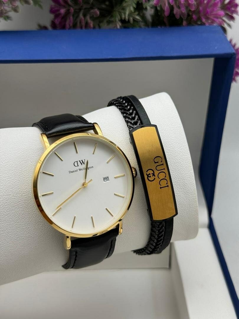 Leather watches and bracelet sets