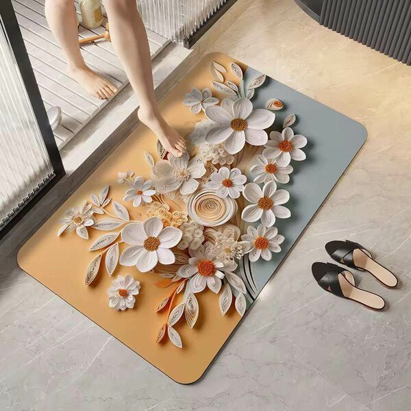 Tapis de bain antidérapant floral