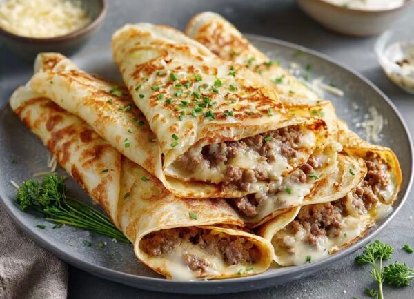 Crêpes fourrées à la viande
