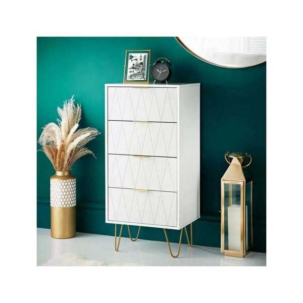 Embossed Loft Studio 4 Drawer Chest Rose Gold Finish leg