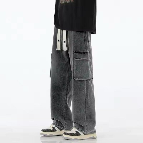 Jean cargo large décontracté homme