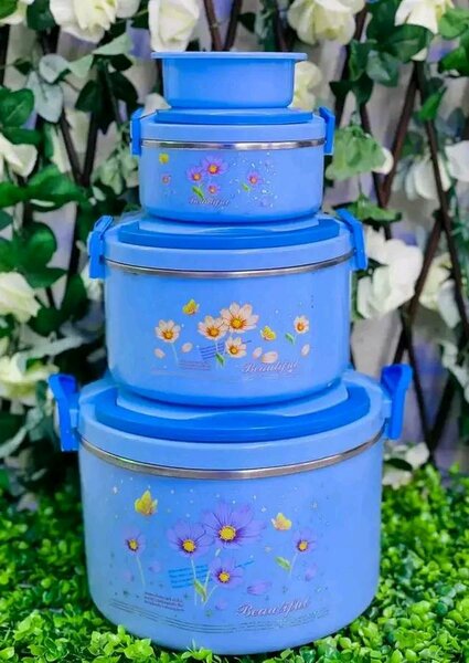 blue set of pots