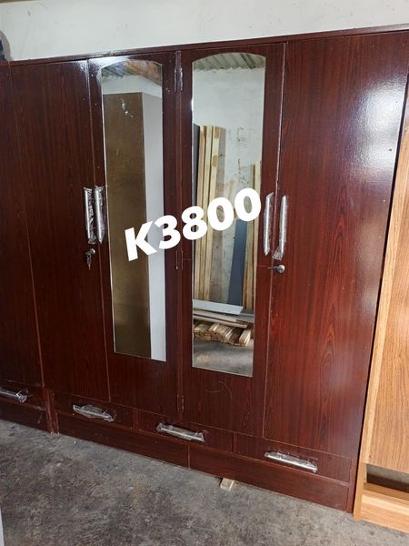 dark brown wardrobe with 2 mirrors