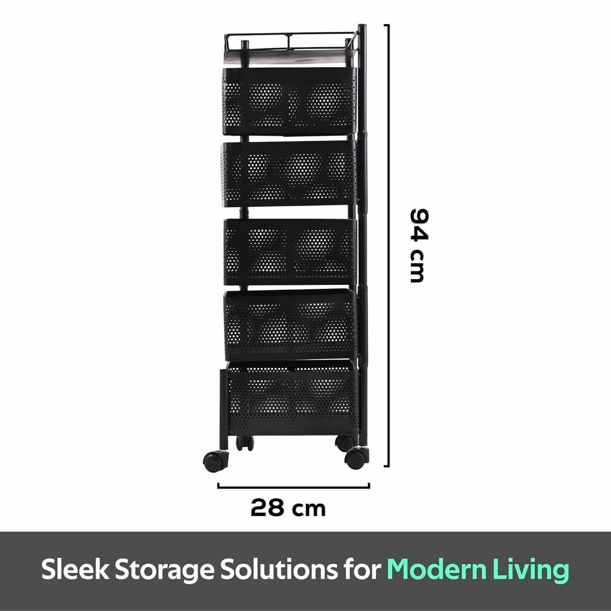 Square Multipurpose Storage Trolley with Wheels
