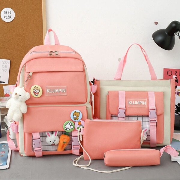 SPACIOUS STUDENT BACKPACK-PINK
