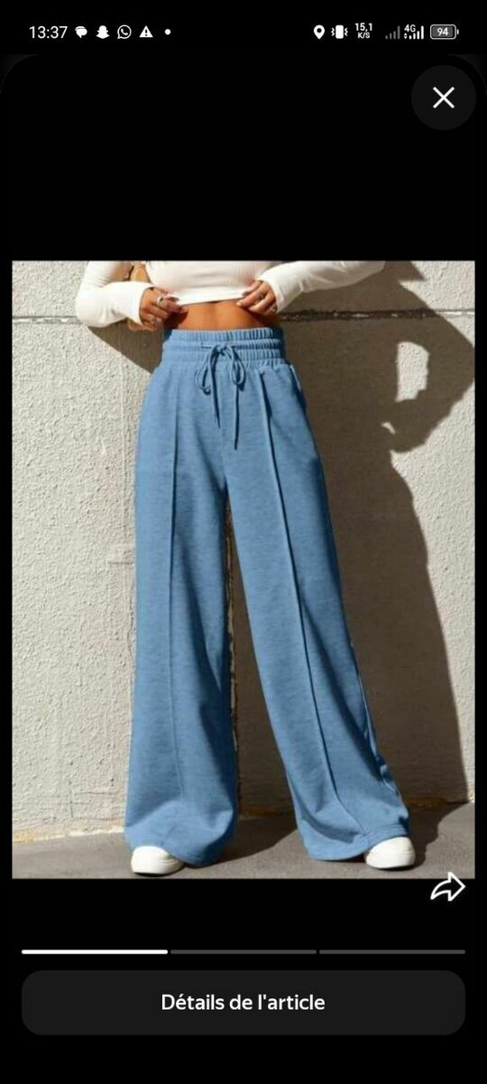 Pantalon large taille haute femme