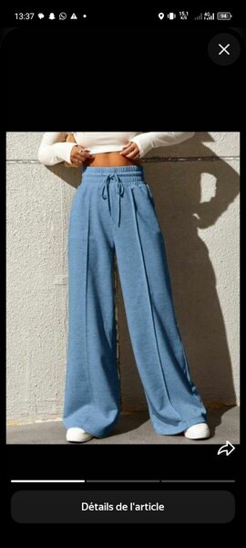 Pantalon large taille haute femme