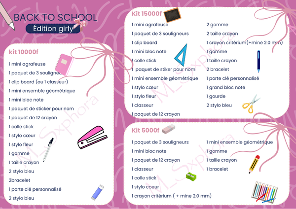 Kit scolaire girly