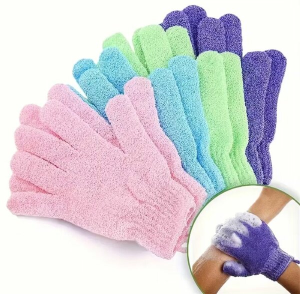 Gants exfoliants de bain colorés