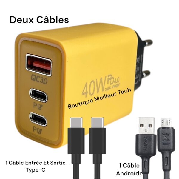 Chargeur Rapide 40W - 3 Ports
