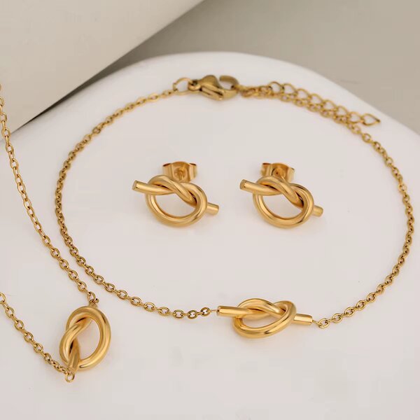 Parure Bijoux Noeud Doré