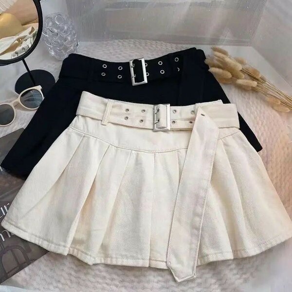 Seamless leather and jeans skirts