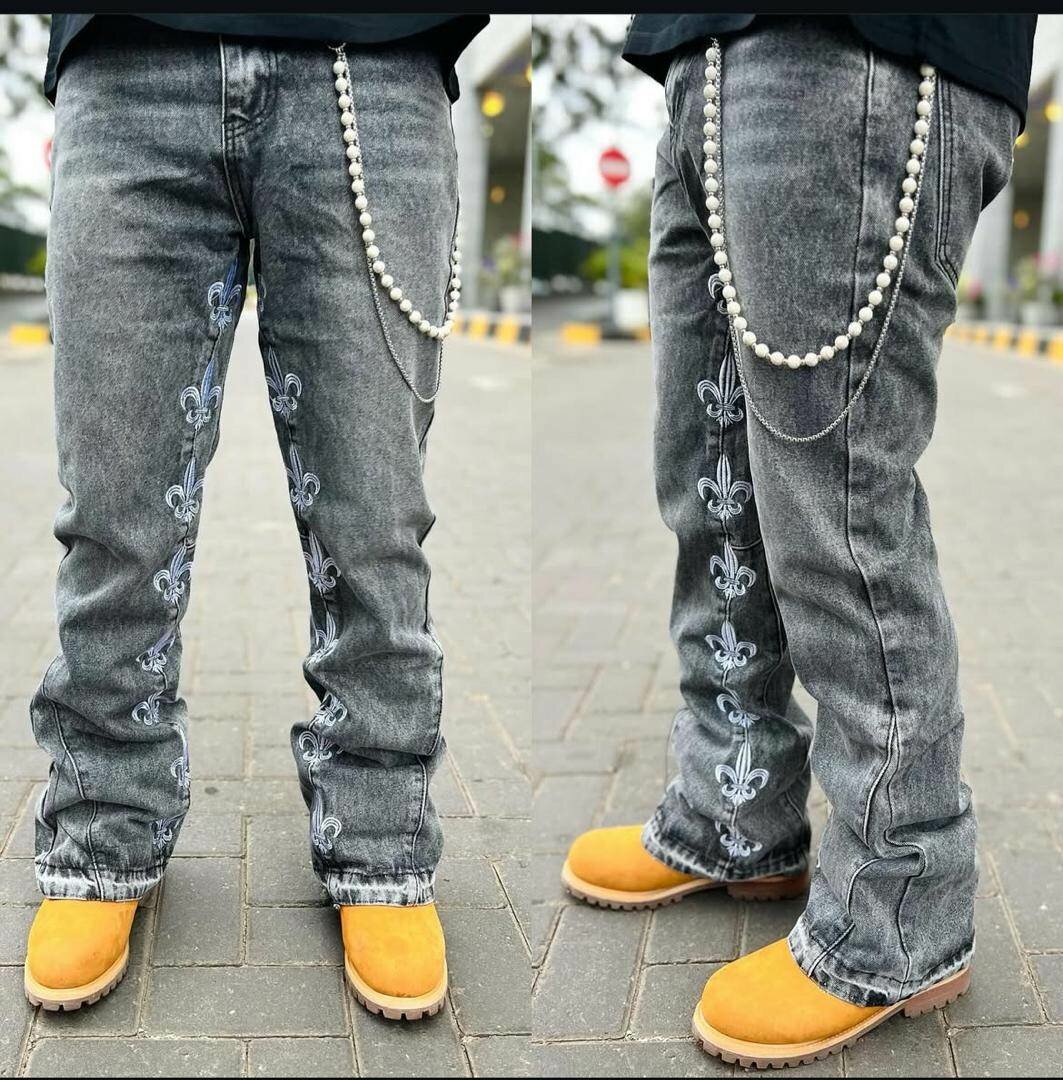 Jeans décontractés brodés tendance