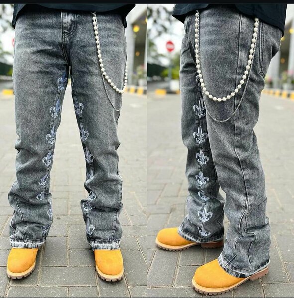 Jeans décontractés brodés tendance
