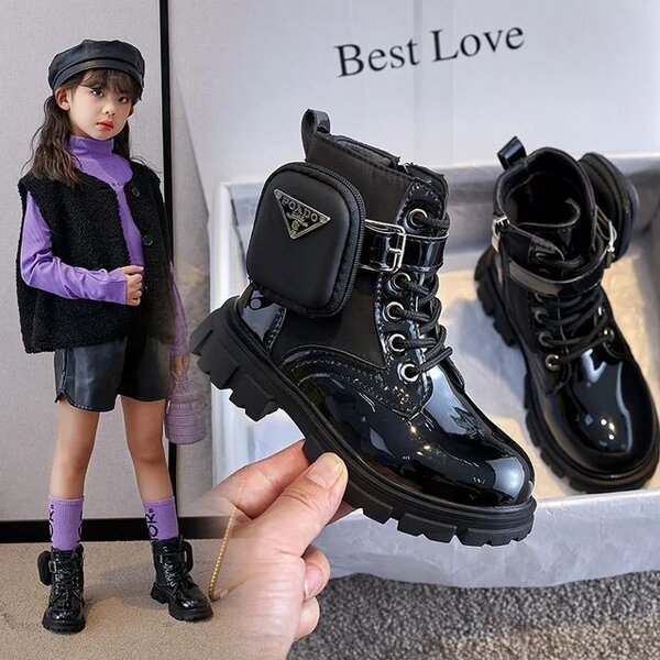 Kids Unisex Kids Boots Fashion Patent Leather Gi