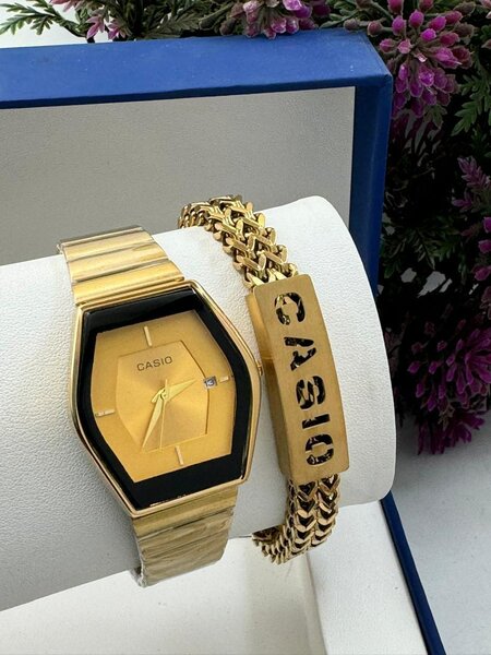 Casio Chain Watch And Bracelet Set