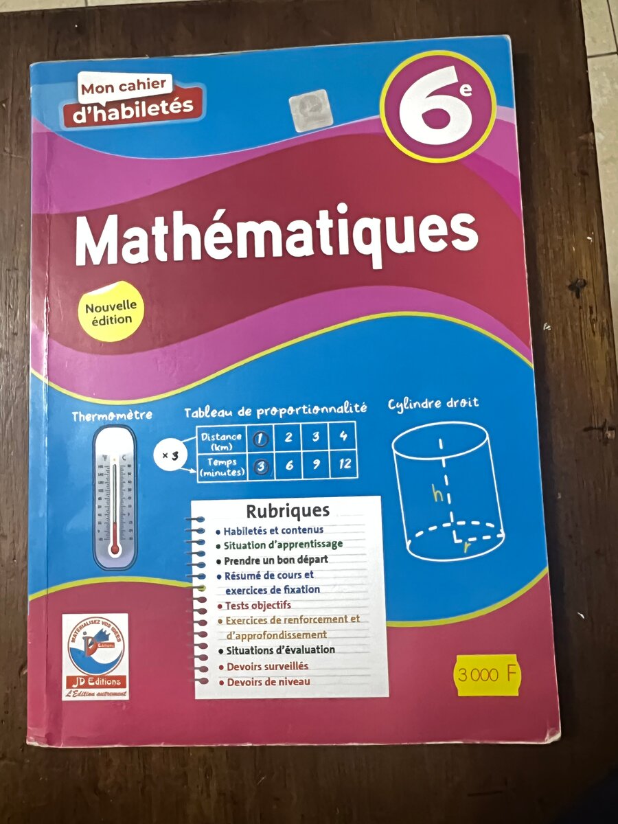 Cahier de Mathématiques 6ᵉ