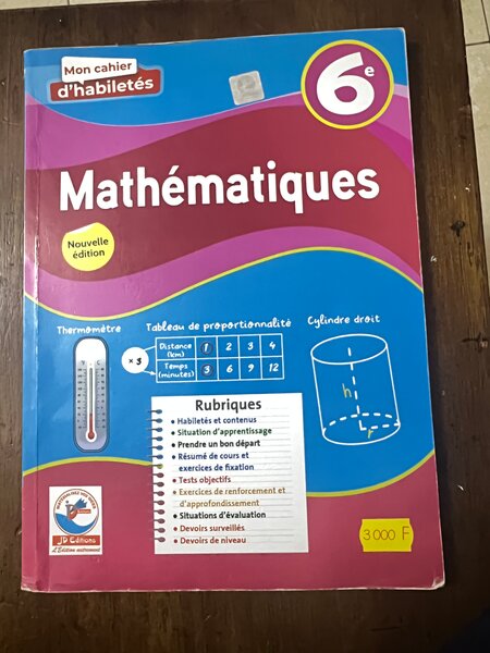 Cahier de Mathématiques 6ᵉ