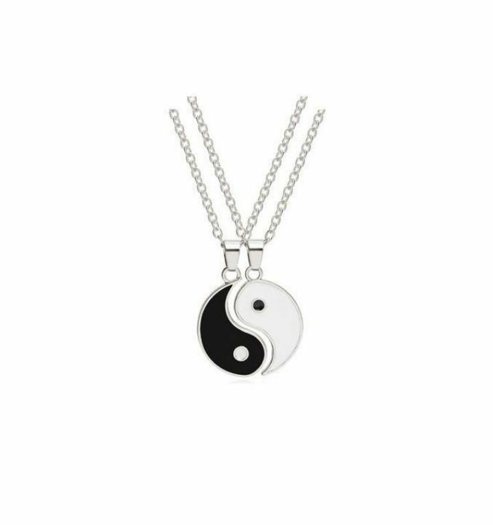 2Pcs Traditional Simple Couple Necklaces Gift Tai-Silver
